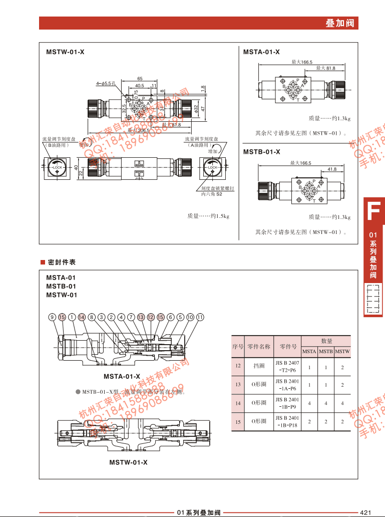 MSTA-01-X-10,MSTB-01-X-10,MSTW-01-X-10,油研疊加式溫補 節(jié)流閥和單向節(jié)流閥