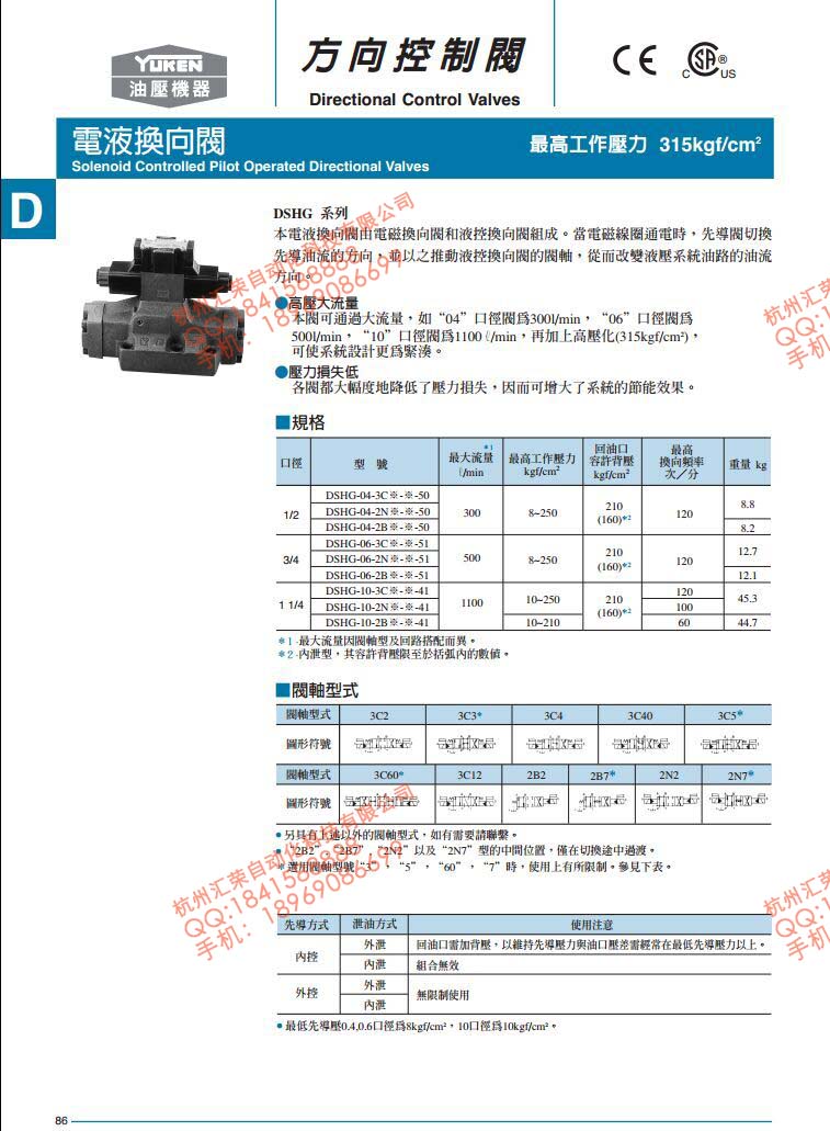 臺灣油研電液換向閥